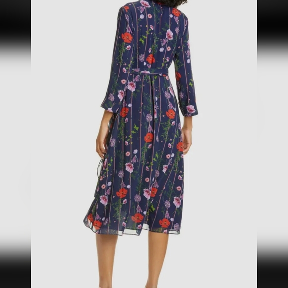 Ted Baker London Women's Blue Hedgerow Floral Stripe Wrap Dress Size 1 - Picture 5 of 6